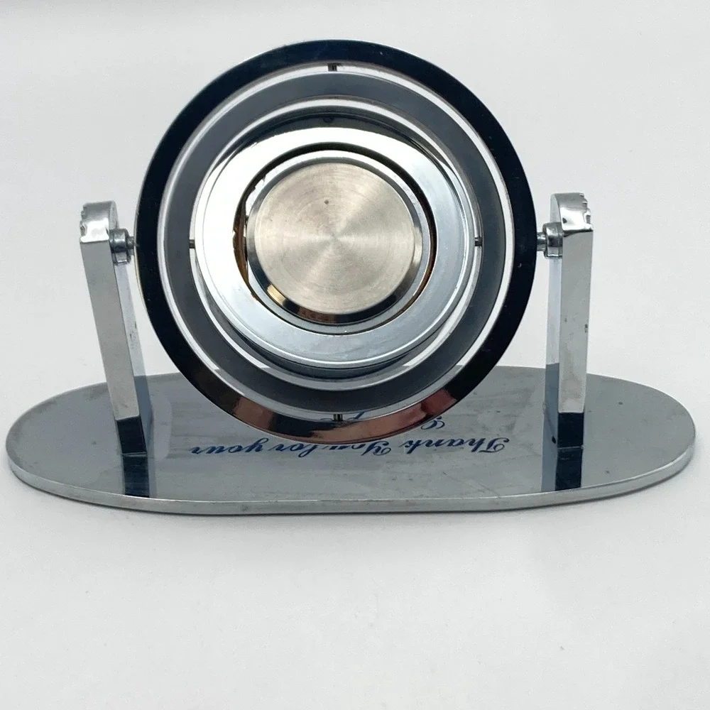 Modern Desk Clock Service Gift Silver Tone Matte Polished New Battery Works